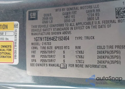 2014 GMC Sierra C1500 from USA, damaged, VIN 1GTN1TEH4EZ192464